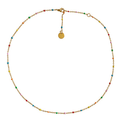 Detachable Vintage Rainbow Bead Necklace with Heart and Angel Charms