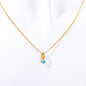 Zodiac Birthstone Necklace, Round Pendant with Colored Zirconia, Copper and Zirconia, 14k Gold Plated