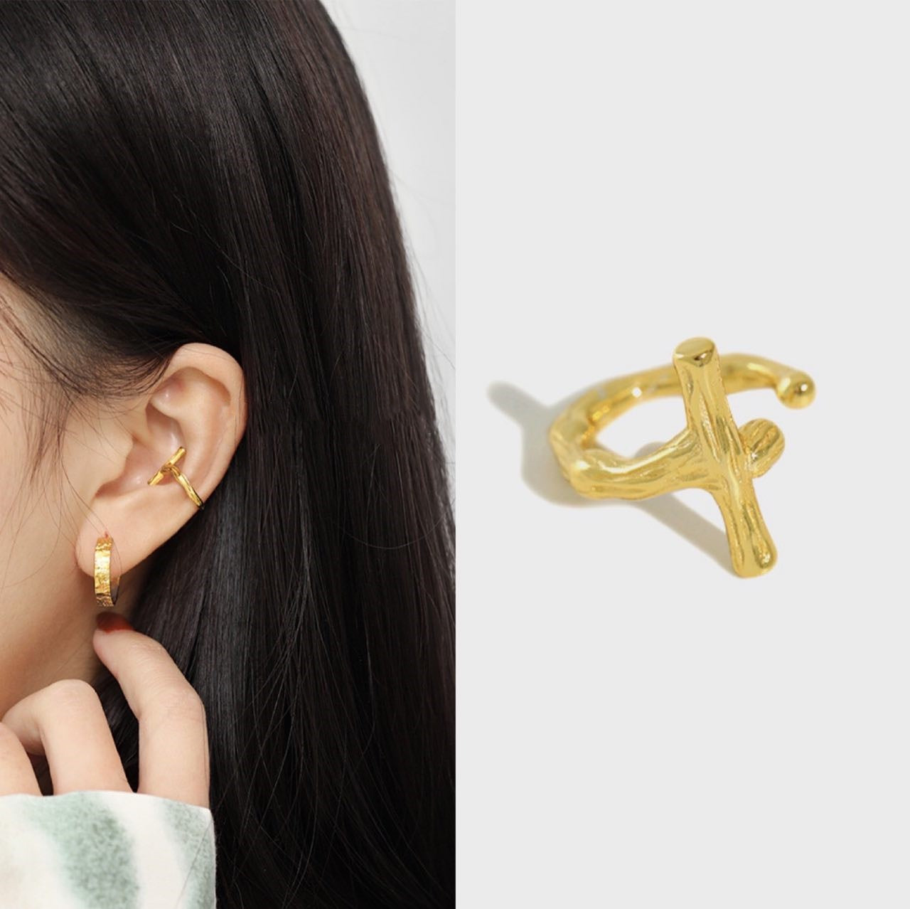 925 Sterling Silver Ear Cuff, Minimalist Cold Style, Elegant No-Piercing Ear Clip