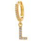 26-Letter Alphabet Stud Earrings, Micro Pave Zirconia, Genuine Gold-Plated Jewelry