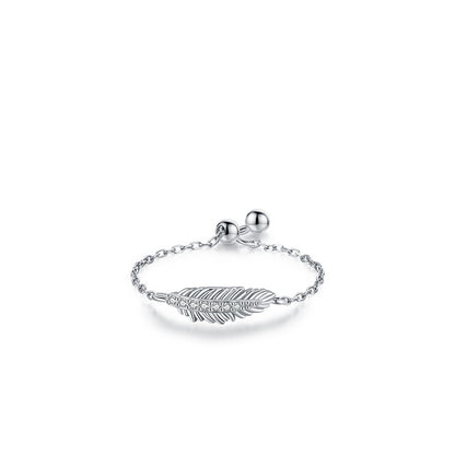 Sterling Silver Ring with Chain Design, Zirconia Inlay, Adjustable Size, Different Choice with Crystals for Women and Girls