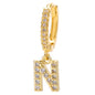26-Letter Alphabet Stud Earrings, Micro Pave Zirconia, Genuine Gold-Plated Jewelry