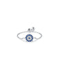 Sterling Silver Ring with Chain Design, Zirconia Inlay, Adjustable Size, Different Choice with Crystals for Women and Girls