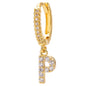 26-Letter Alphabet Stud Earrings, Micro Pave Zirconia, Genuine Gold-Plated Jewelry