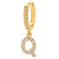 26-Letter Alphabet Stud Earrings, Micro Pave Zirconia, Genuine Gold-Plated Jewelry