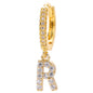 26-Letter Alphabet Stud Earrings, Micro Pave Zirconia, Genuine Gold-Plated Jewelry