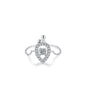 Sterling Silver Ring with Chain Design, Zirconia Inlay, Adjustable Size, Different Choice with Crystals for Women and Girls