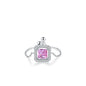 Sterling Silver Ring with Chain Design, Zirconia Inlay, Adjustable Size, Different Choice with Crystals for Women and Girls