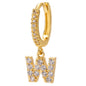 26-Letter Alphabet Stud Earrings, Micro Pave Zirconia, Genuine Gold-Plated Jewelry