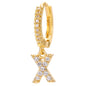 26-Letter Alphabet Stud Earrings, Micro Pave Zirconia, Genuine Gold-Plated Jewelry