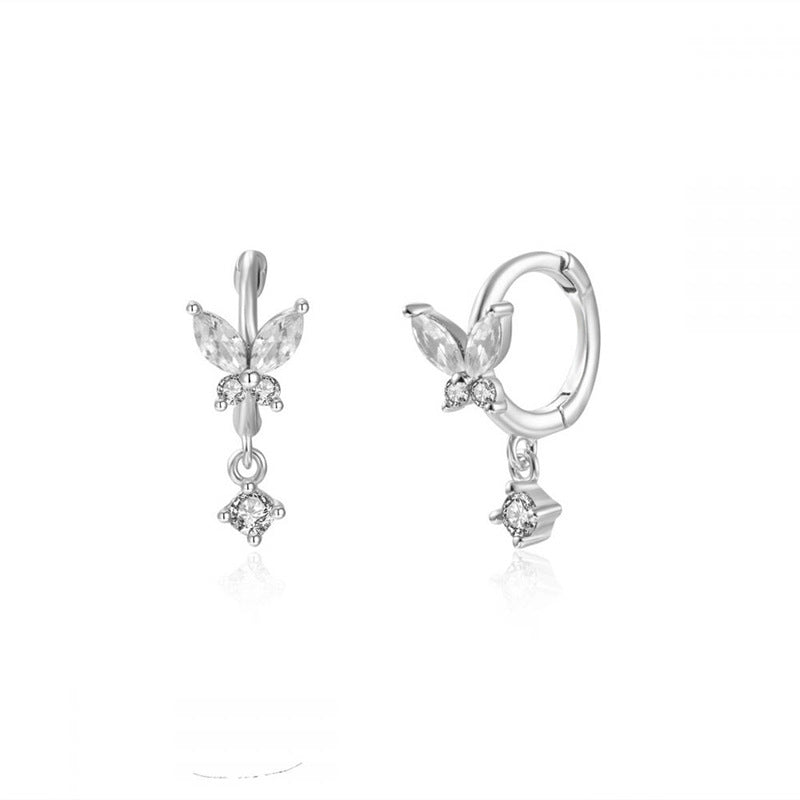 Vibrant Multicolored Zirconia Butterfly Hoop Earrings
