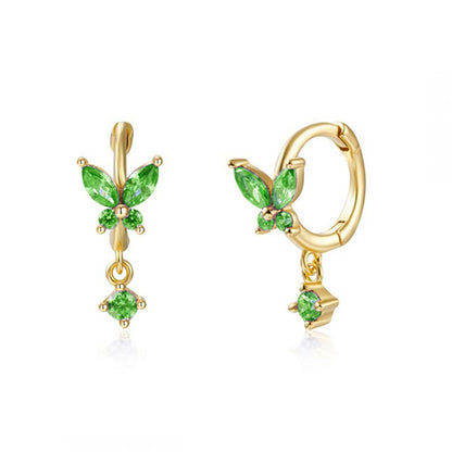 Vibrant Multicolored Zirconia Butterfly Hoop Earrings