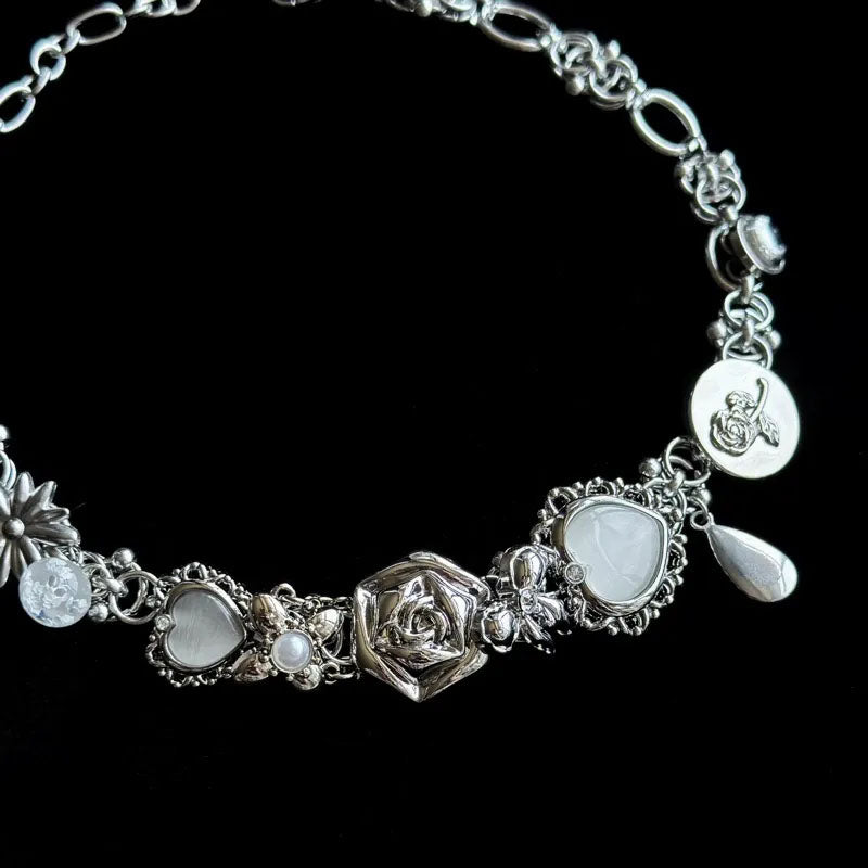 Vintage Metal Titanium Steel Handmade Y2k Necklace Choker for Women and Girls
