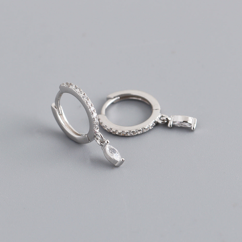 Elegant Multicolor Marquise Gemstone S925 Sterling Silver Hoop Earrings