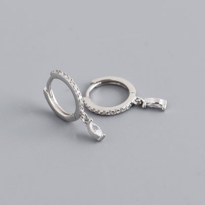 Elegant Multicolor Marquise Gemstone S925 Sterling Silver Hoop Earrings