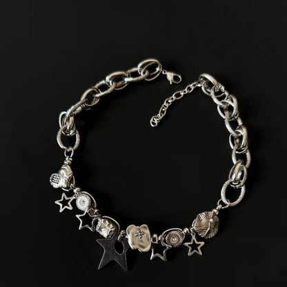 Vintage Y2k Necklace Star Pendant Choker Titanium Steel Handmade Necklace Choker for Girls Women