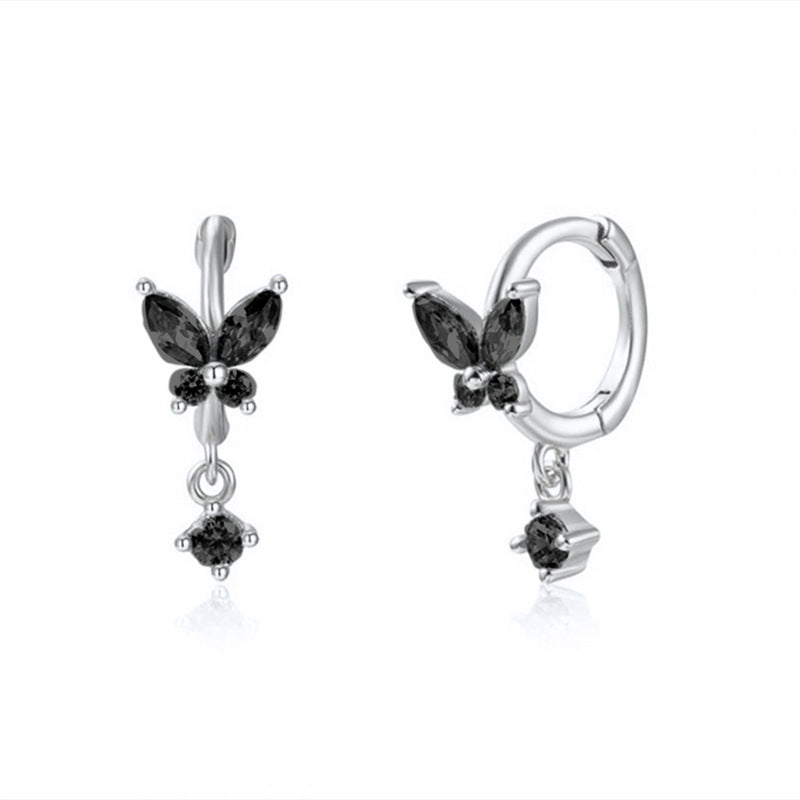 Vibrant Multicolored Zirconia Butterfly Hoop Earrings