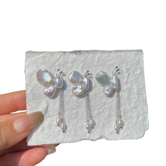 Enchanted Butterfly Spirit Handcrafted Baroque Pearl Pendant with S925 Sterling Silver - Exquisite Artisan Jewelry