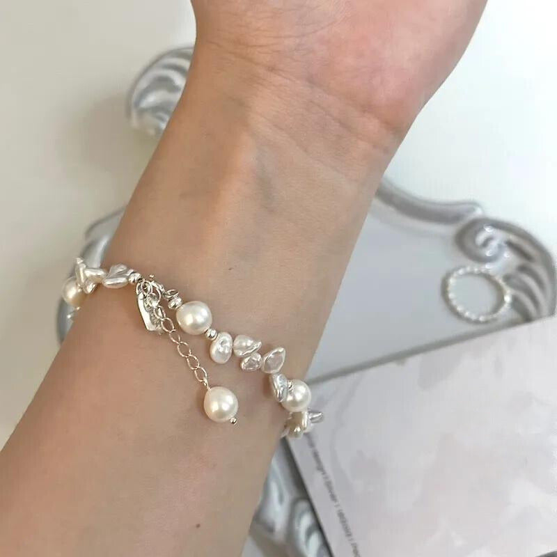 Elegant Baroque Pearl Petal Bracelet – Handcrafted Natural Stone Jewelry