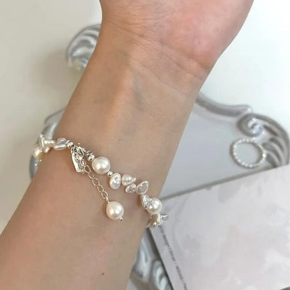 Elegant Baroque Pearl Petal Bracelet – Handcrafted Natural Stone Jewelry