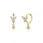 Vibrant Multicolored Zirconia Butterfly Hoop Earrings