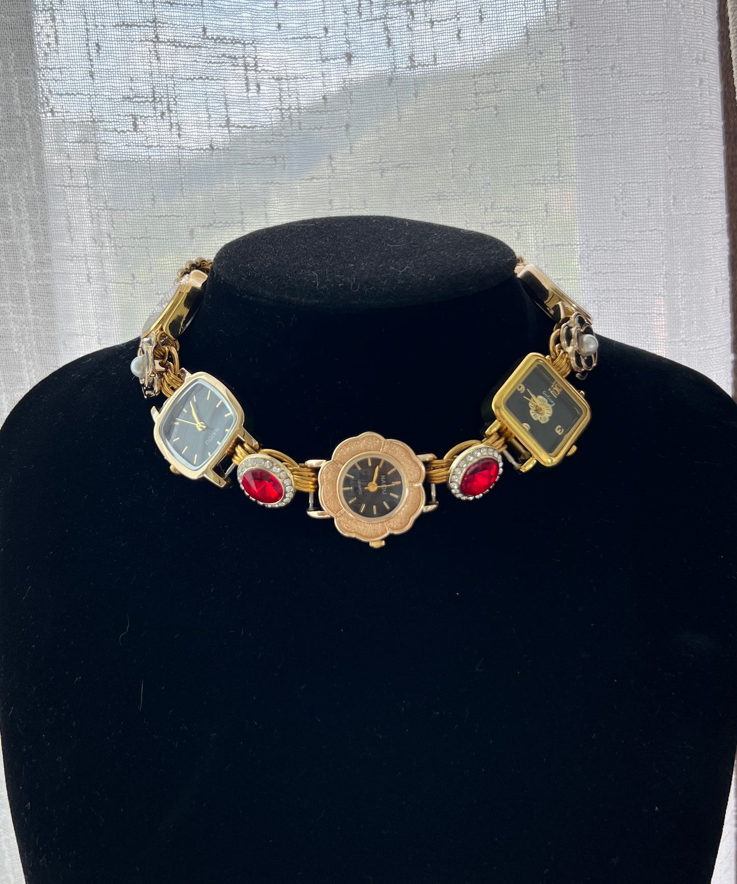 Vintage charm watch choker necklace