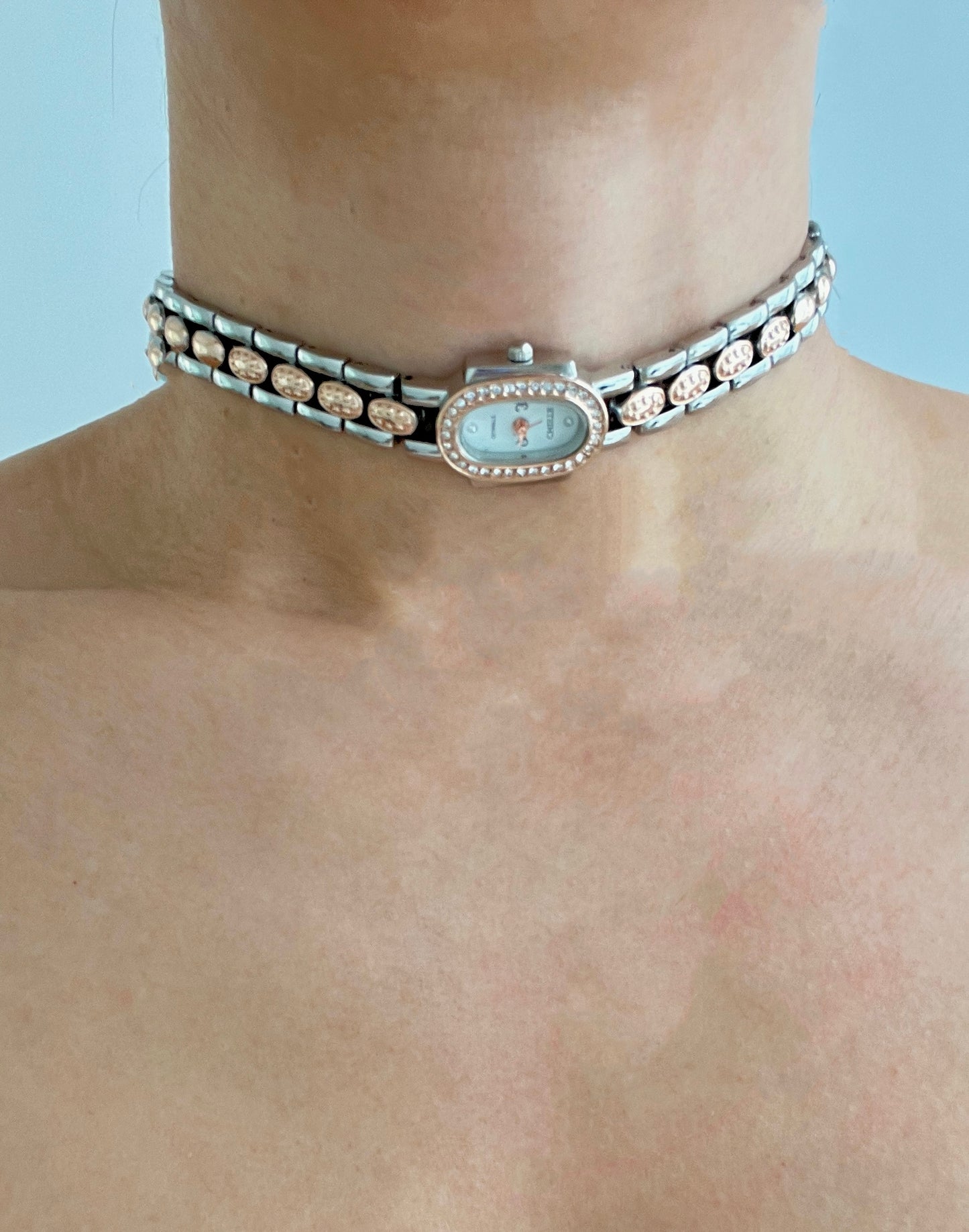 Minimalist Gold Watch Choker Necklace