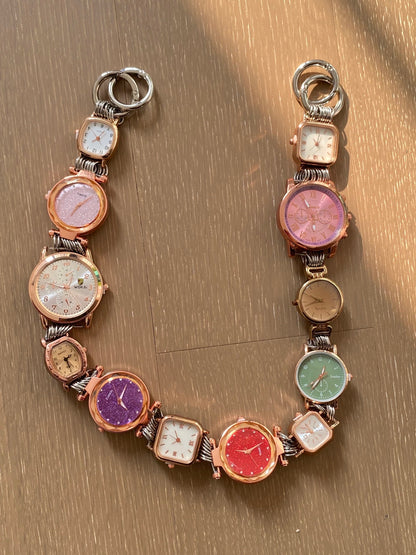 Retro Punk Watch Bag Chain & Watch Belt , Pink Clock Bag Strap