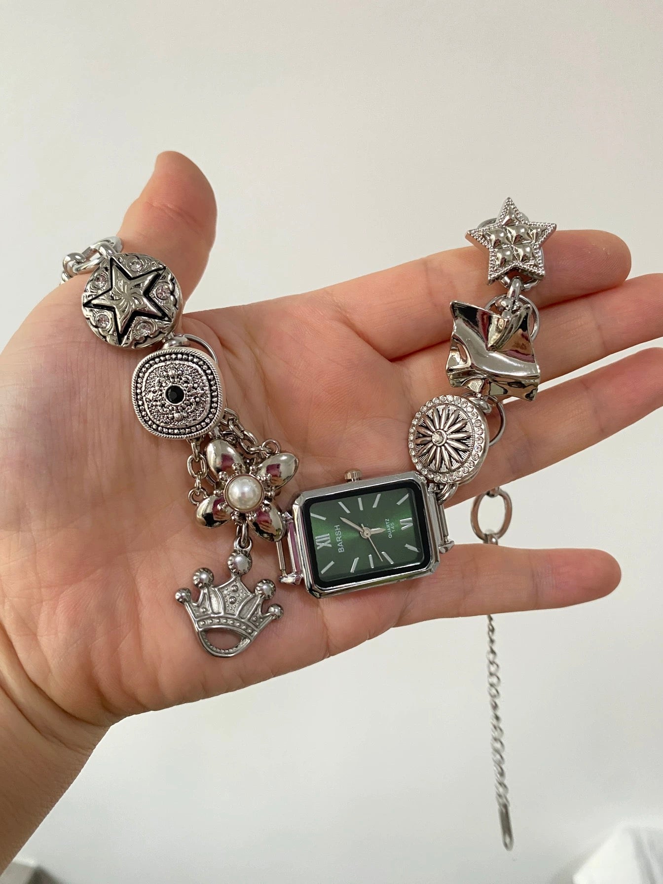 Vintage button watch choker necklace