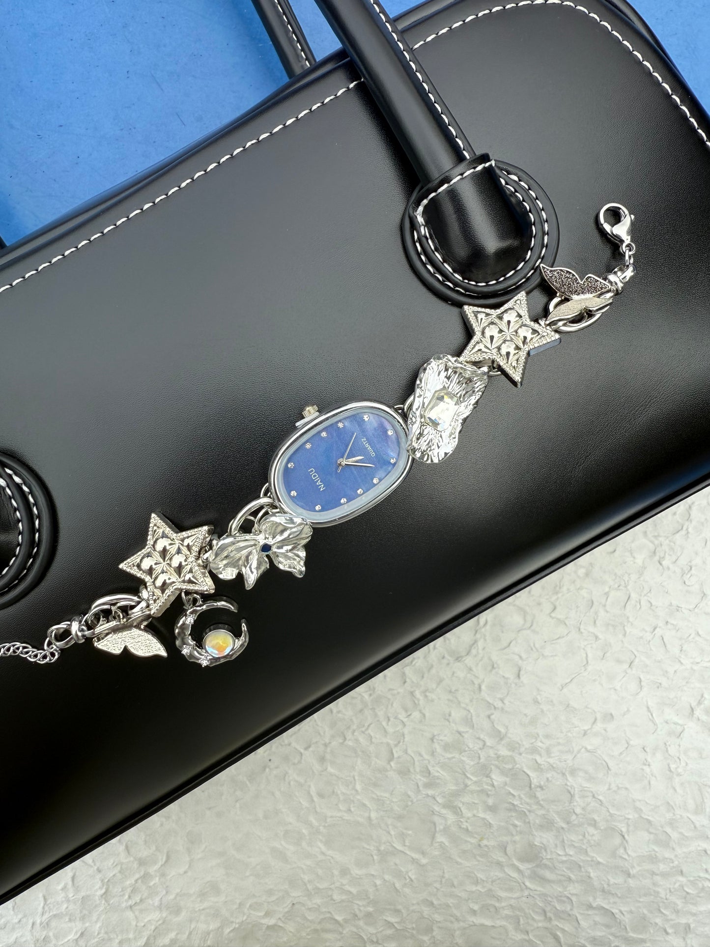 Punk silver woman wrist watch