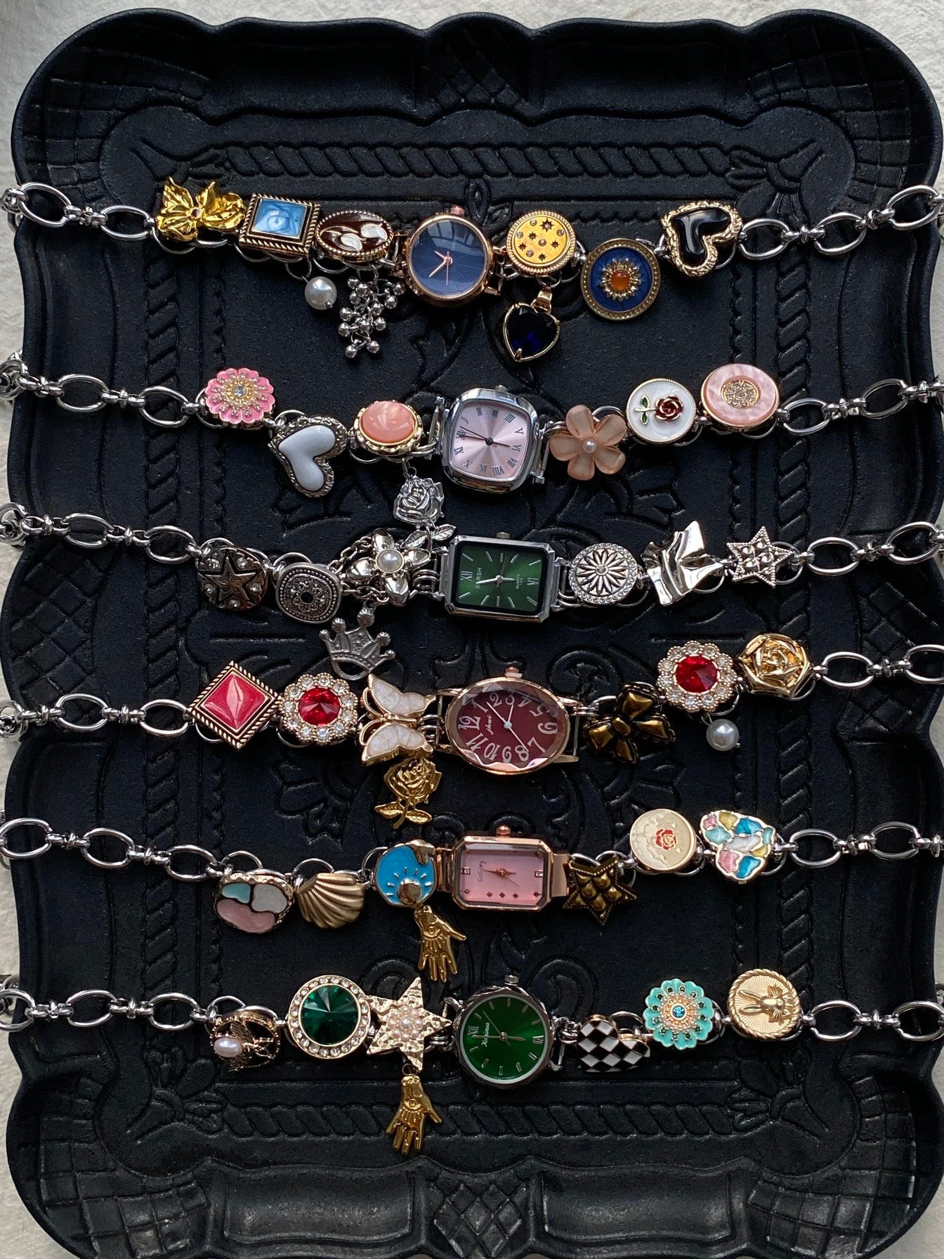 Vintage button watch choker necklace