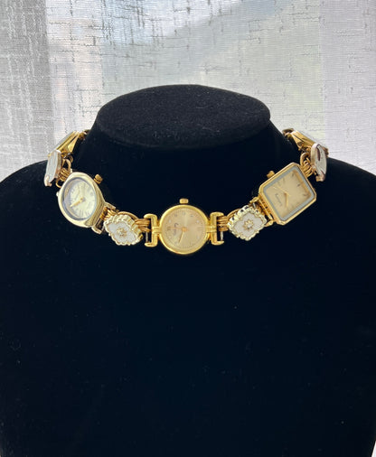Vintage charm watch choker necklace