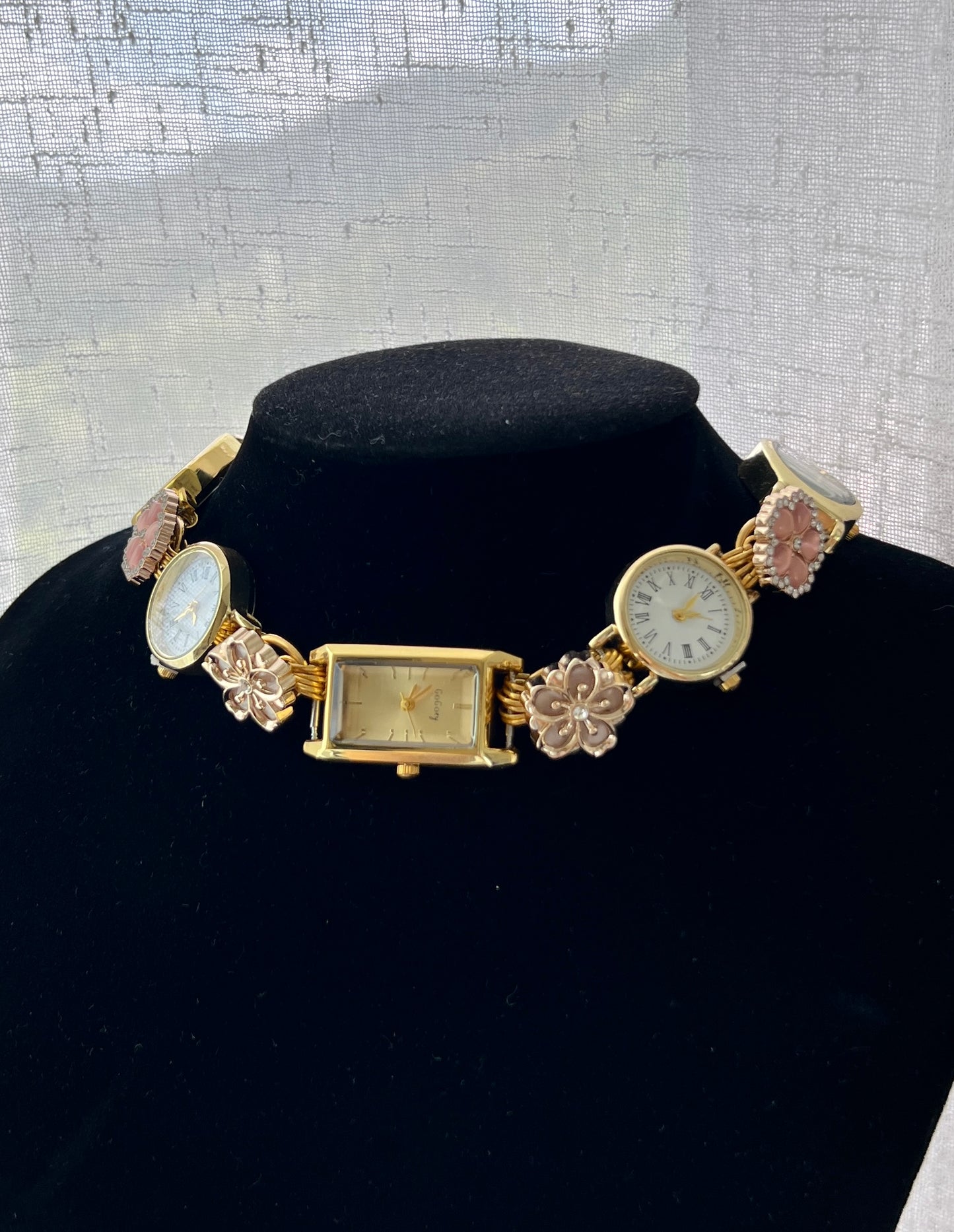 Vintage charm watch choker necklace