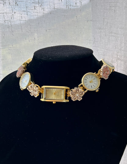 Vintage charm watch choker necklace