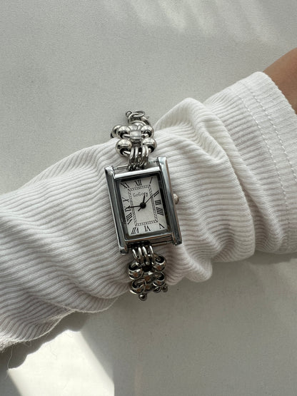 Minimalist silver wrist watch for women