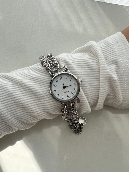 Minimalist silver wrist watch for women