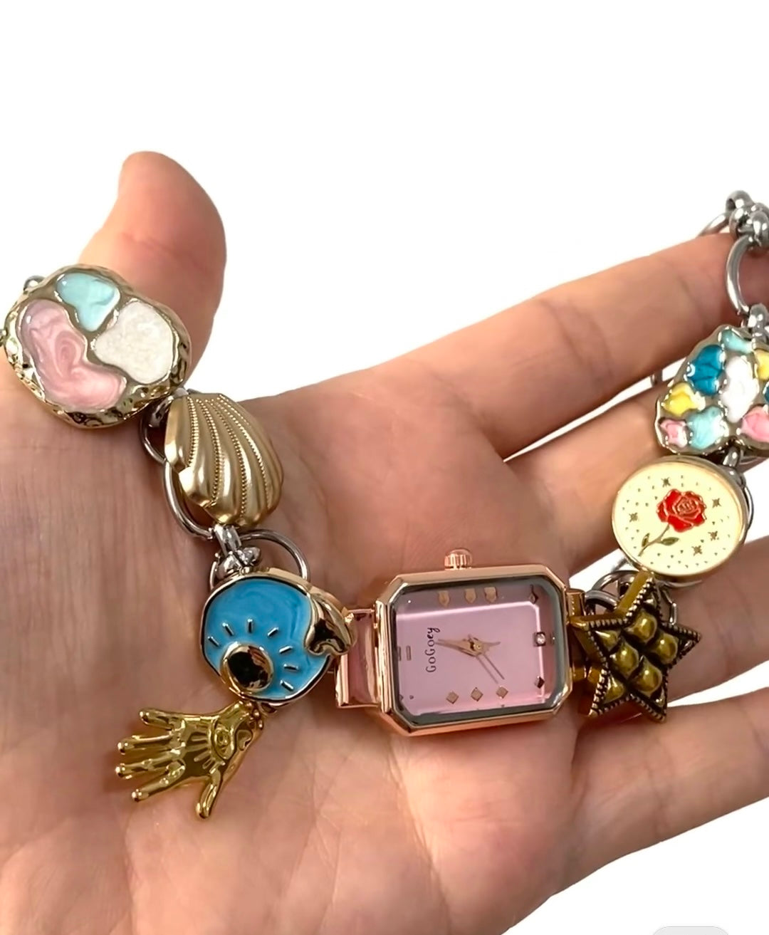 Vintage button watch choker necklace