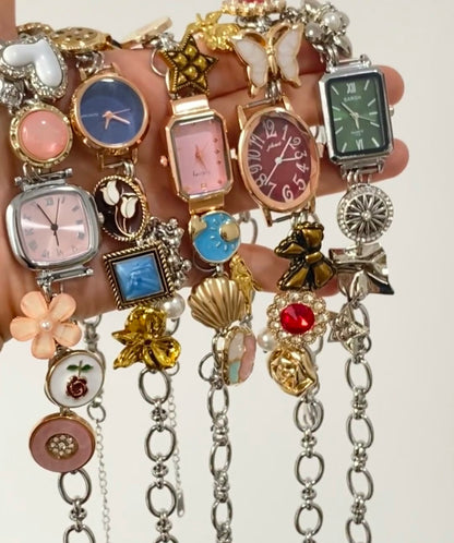 Vintage button watch choker necklace