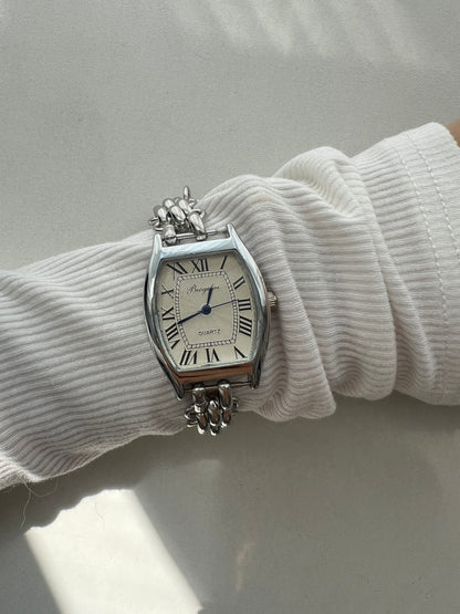 Minimalist silver wrist watch for women