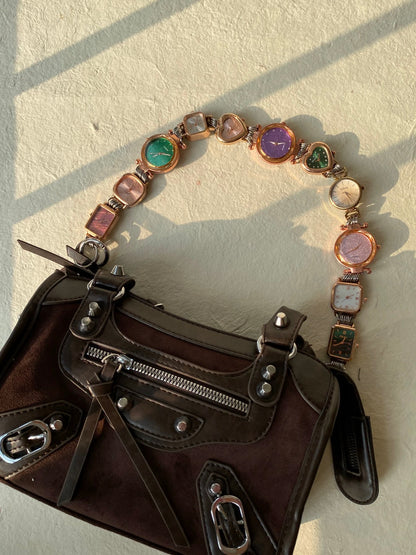 Retro Punk Watch Bag Chain & Watch Belt , Pink Clock Bag Strap
