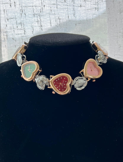 Vintage charm watch choker necklace