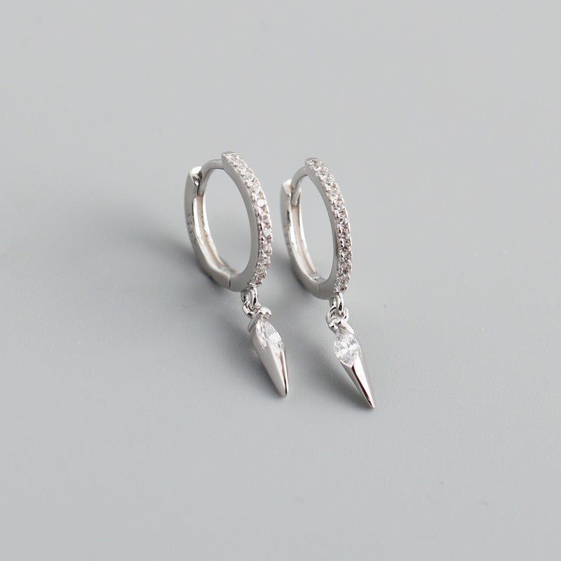 Elegant s925 Sterling Silver Hoop Earrings with Marquise Gemstones & Diamond Accents