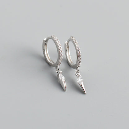 Elegant s925 Sterling Silver Hoop Earrings with Marquise Gemstones & Diamond Accents