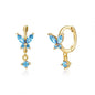 Vibrant Multicolored Zirconia Butterfly Hoop Earrings