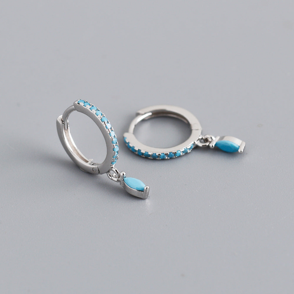 Elegant Multicolor Marquise Gemstone S925 Sterling Silver Hoop Earrings