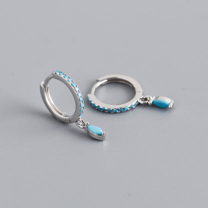 Elegant Multicolor Marquise Gemstone S925 Sterling Silver Hoop Earrings