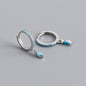 Elegant Multicolor Marquise Gemstone S925 Sterling Silver Hoop Earrings