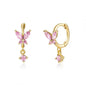 Vibrant Multicolored Zirconia Butterfly Hoop Earrings