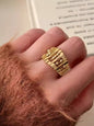 Delicate Sparkling Ring with Pearl, Floral Design, K-Gold Plated Twisted Geometry
