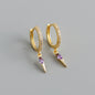 Elegant s925 Sterling Silver Hoop Earrings with Marquise Gemstones & Diamond Accents